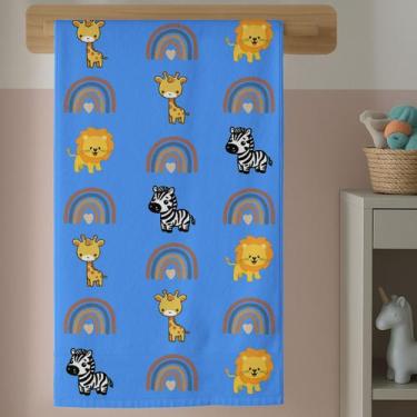 Imagem de Toalha Infantil Azul Unissex Pato Amarelo Estampa Fofa Secagem Rápida 