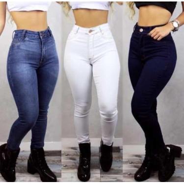 Imagem de Calça Jeans Feminina 3 Peças Promoção  Skinny Cós Médio - Grupo PAS - 
