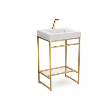 Imagem de Gabinete Banheiro Ferro Iron Gold 60x45cm Cuba Rennes Branco