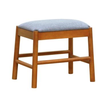 Imagem de Puff Baixo Amber Madeira Maciça - Amêndoa Assento Estofado Linho Cinza Mescla Impermeável