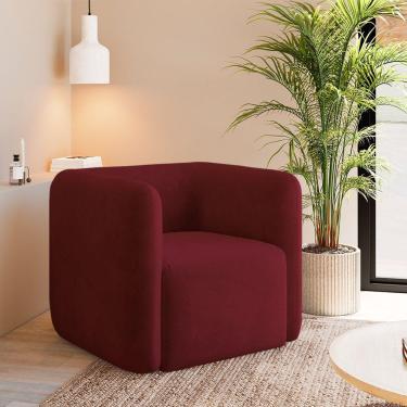 Imagem de Poltrona Decorativa Sala De Estar Trinidad Base Fixa Veludo Bordô G33 - Gran Belo