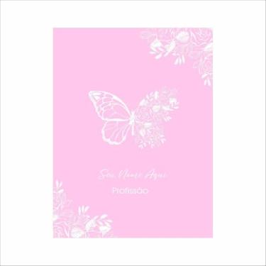 Imagem de Caderno A5 Personalizado Borboleta para Anotações com Nome na Capa, Caderneta 96 Folhas Capa Dura, Caderno Sem Pauta ou Pautado, Caderno Espiral para Estudos e Organização (Rosa)