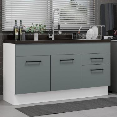 Imagem de Balcão Gabinete De Pia Madesa Agata 150 Cm 2 Portas E 2 Gavetas (sem Tampo E Pia) - Branco/cinza Branco/cinza