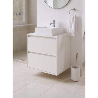 Imagem de Gabinete Para Banheiro Com Cuba 60cm Mdf Branco Dubai - On Móveis