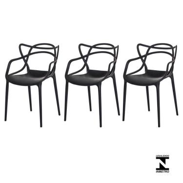 Imagem de Kit 3 Cadeiras Allegra Preta Sala Cozinha Jantar
