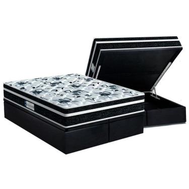 Imagem de Cama Box Baú King: Colchão Ortopédico Probel D28 Prodormir Advanced Tech1000 Plus + Base Crc Suede Gray (193x203)