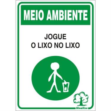 Imagem de Placa de Poliestireno Autoadesiva 20x30cm Jogue Lixo No Lixo 250 Ca Sinalize Placa Em Poliest.2