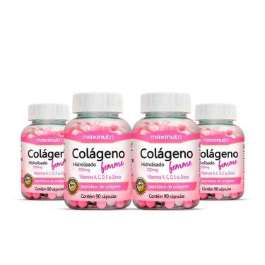 Imagem de Kit 4 Colágeno Femme Maxinutri Vitaminas E Zinco 90 Cápsulas