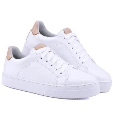 Imagem de Tênis Feminino Casual Couro Liso Cano Curto Cadarço Mr. Gutt-Feminino