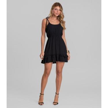 Imagem de Vestido Curto Feminino De Alça Em Viscose Dianna Preto, P, Preto
