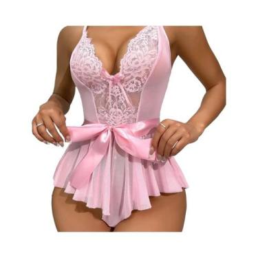 Imagem de Conjunto De Pijama De Renda Feminino S-XL Sexy Confortável Casual Roup