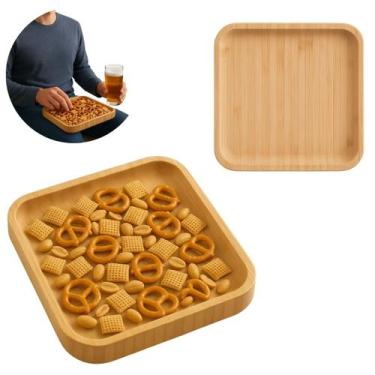 Imagem de Bandeja Quadrada De Bambu Square 17cm Ideal P/ Petiscos - Lyor