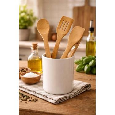 Imagem de Kit de Utensílios em Bambu 4 Peças Colher e Jogo Espátulas - Michelon