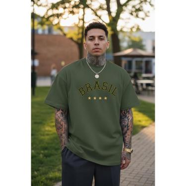 Imagem de Camiseta Casual Masculina Bandeira do Brasil Eleição Copa Malha Confortável em Algodão do P ao G1-Masculino