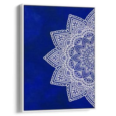 Imagem de Quadro Mandala - Flor Azul em Contraste Vibrante - Mioquadros, 120x80 