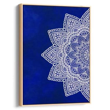 Imagem de Quadro Mandala - Flor Azul em Contraste Vibrante - Mioquadros, 90x60 c
