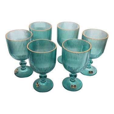 Imagem de Conjunto 6 Taças Borda Dourada 365ml Cameratta 16cm - FULL FIT CAJAMAR