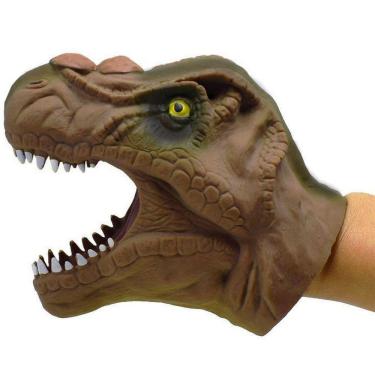 Imagem de Brinquedo Menino Dinossauro Fantoche Mão Luva Borracha Brincadeira Divertida