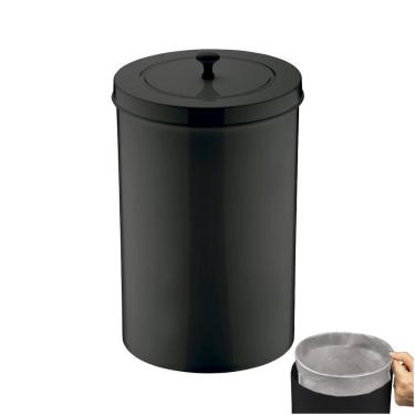 Imagem de Lixeira 8 Litros Com Tampa Preta Aro Interno Cozinha Banheiro - 581 Future