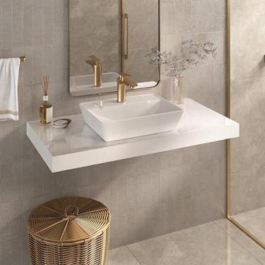 Imagem de Bancada Yes 100cm com Vidro com Furo e Cuba Charlô - Bumi