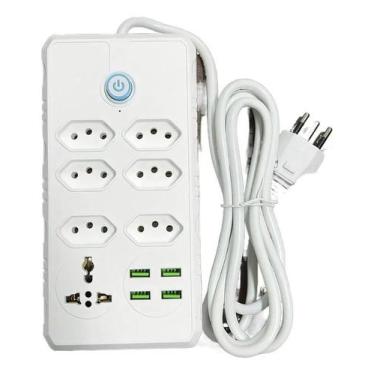 Imagem de Extensão Elétrica Bivolt 7 Tomadas 4 USB 2m Cabo 10A Univers - Congrat