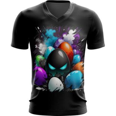Imagem de Camiseta Gola V de Ovos de Páscoa Artísticos 18 - Kasubeck Store, INF 