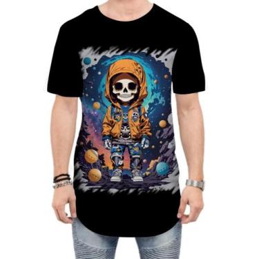 Imagem de Camiseta Longline Caveira Infantil Estilosa Unif 5, P