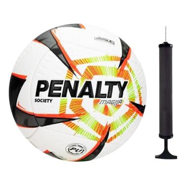 Imagem de Kit Bola Society Penalty MAG11A R2 XXVI + Bomba de Ar - Branco e Verde Único-Unissex