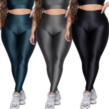 Imagem de KIT 3 Calça Legging Plus Size New Zig 3D Vekyo Cós Alto Roupa Academia Fitness Feminina...
