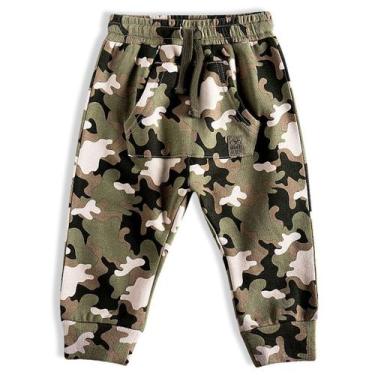 Imagem de Calça Infantil em Moletom Camuflada Verde Militar Tip Top, G