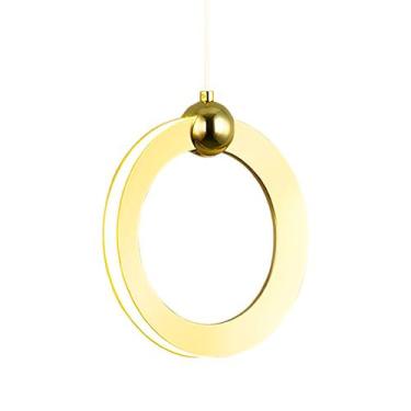 Imagem de Luminária De Teto Pendente Mercúrio Anel Redondo Dourado Led 3 Em 1 Mu