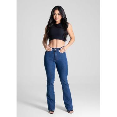 Imagem de Calça Feminina Jeans Bootcut Sawary Premium Original Cintura Alta Moda