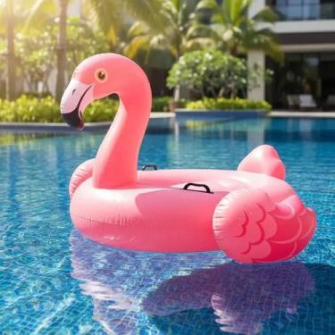 Imagem de Boia Inflável Divertida Flamingo Rosa Grande Piscina Alça - Bestway