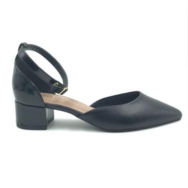Imagem de Sapato Beira Rio Bico Fino Salto Bloco Preto 4182204, Preto, 38