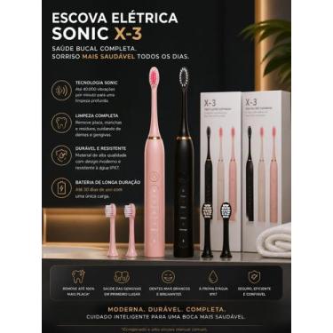 Imagem de Escova eletrica sonica recarregavel usb x3, Rosa