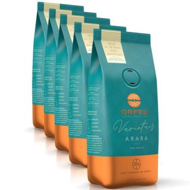 Imagem de Café em Grãos Premium Orfeu Arara Kit 5 Pacotes de 250g