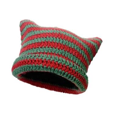 Imagem de Gorros De Inverno Para Mulheres Com Orelhas De Gato Listradas, Estilo 