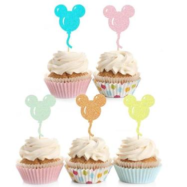 Imagem de Topos para Cupcake ZpiLkes 30 Peças Balão de Rato com Glitter