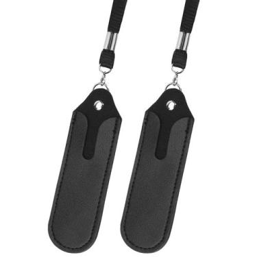 Imagem de Porta-caneta com cordão KH866 em material sintético preto, kit com 2 u