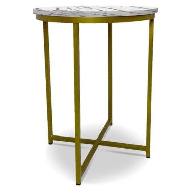 Imagem de Mesa De Canto Alta Gana - Dourada/Vulcano - Genus Móveis, Dourado/Vulc