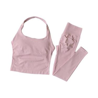 Imagem de Conjunto De Yoga Sem Costura De Cintura Alta Para Mulheres, Conjunto D