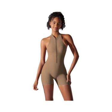 Imagem de Macacão Feminino Sem Costas Com Zíper Frontal E Detalhe Franzido Para 