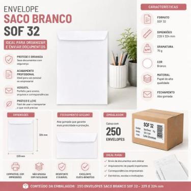 Imagem de Caixa com 250 Envelopes Branco 229x324 mm - Papel 75g REIART