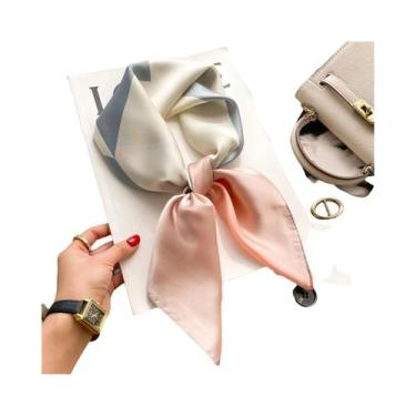 Imagem de Lenço Quadrado De Seda Luxuoso Feminino Para Verão, Hijab, Lenço De Pe