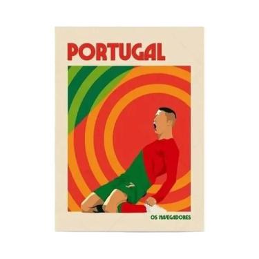 Imagem de Arte De Parede Retro Colorida De Futebol Em Lona, Poster Esportivo Da 