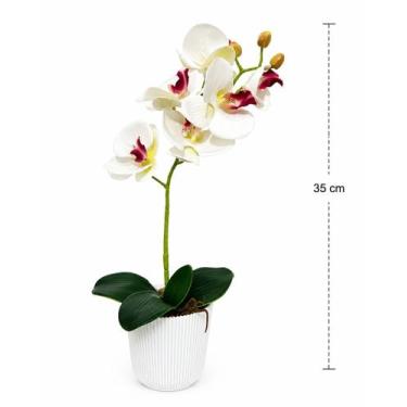 Imagem de Vaso c/ orquidea 48 cm florarte vaso 2 hastes pessego, VASO 1 HASTE BR