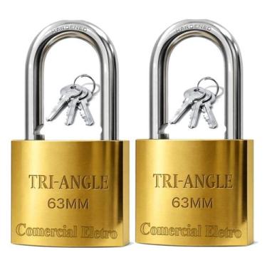 Imagem de 02 X Cadeados TrianGle Grande 63mm Prevenção Antifurto Reforçado Robus