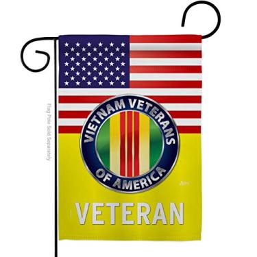 Imagem de Bandeira do jardim da guerra do Vietnã dos EUA – Armed Forces Service All Branches Support Honor United State Military Veteran oficial – Banner de casa pequeno presente de quintal dupla face feito nos EUA 33 x 46 cm