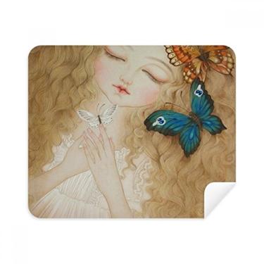 Imagem de Dress Butterfly Pretty Girl Pano de limpeza de pintura chinesa Limpador de tela 2 peças Tecido de camurça
