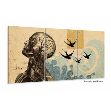 Imagem de Quadro Decorativo Medicina Cérebro Sépia 120x60 3 peças